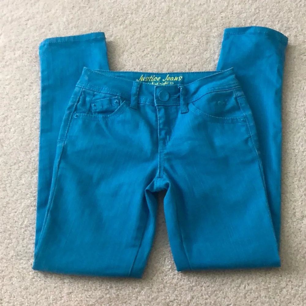 Justice Jeans Shine Bright Turquoise Jeans in Size 8 Regular